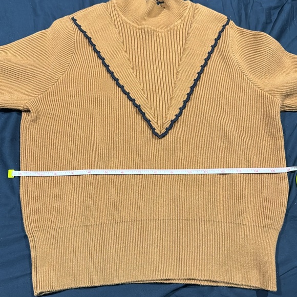 Ganni Harrison Y2K Pullover in Tobacco Brown w/ Navy Details S/M (no tags) - Picture 7 of 8